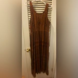 Boho Brown Sleeveless Long Dress XL
